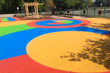 Цветной, красный, синий, зелёный, желтый асфальт, применение - для разметки детской площадки
